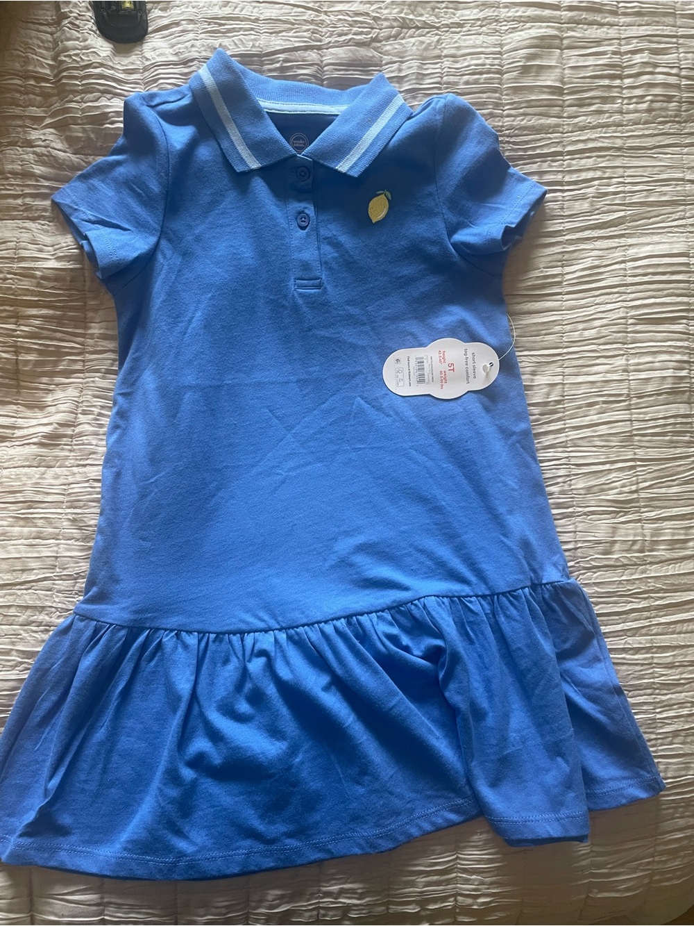 wonder nation Blue Polo Dress with Lemon Patch and Ruffle Hem